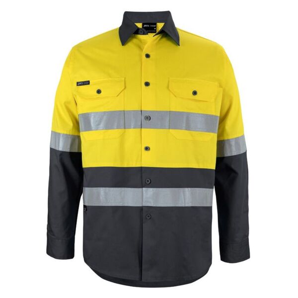 Mens Hi Vis Long Sleeve (D+N) 150G Work Shirt Thumbnail